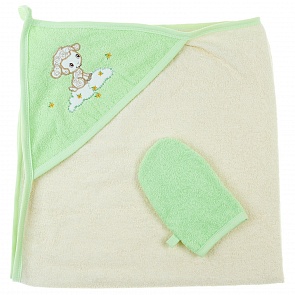 Пеленка-полотенце с варежкой – Веселые овечки, желтый (Золотой гусь, 3273)